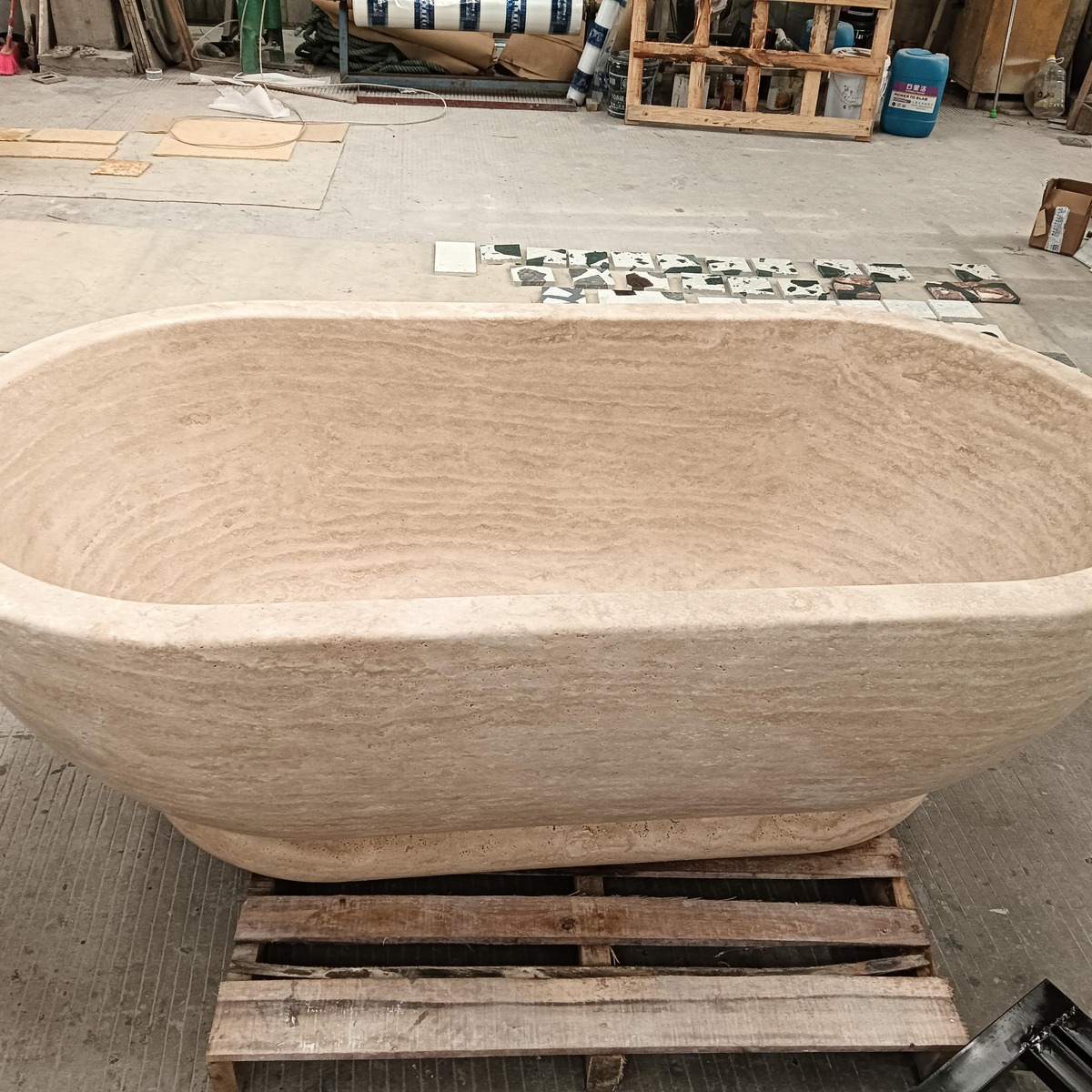 Travertine Bathtub — product photograph