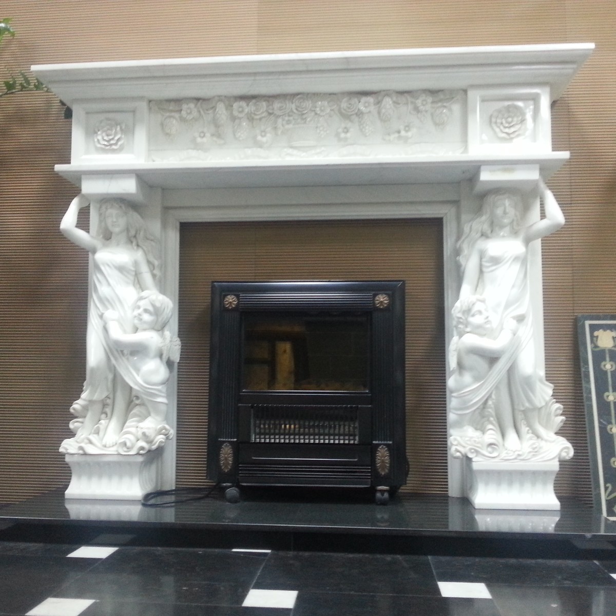 F-059 Italian Beige Fireplace Surround — product photograph